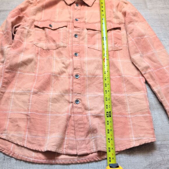 Roxy Women Orange Plaid Cotton Button Down Flannel Shirt XS/S - Picture 3 of 6